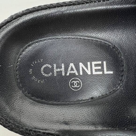 Chanel Dad Sandals Black Fabric CC Logo Size 40 EU - Picture 6 of 11